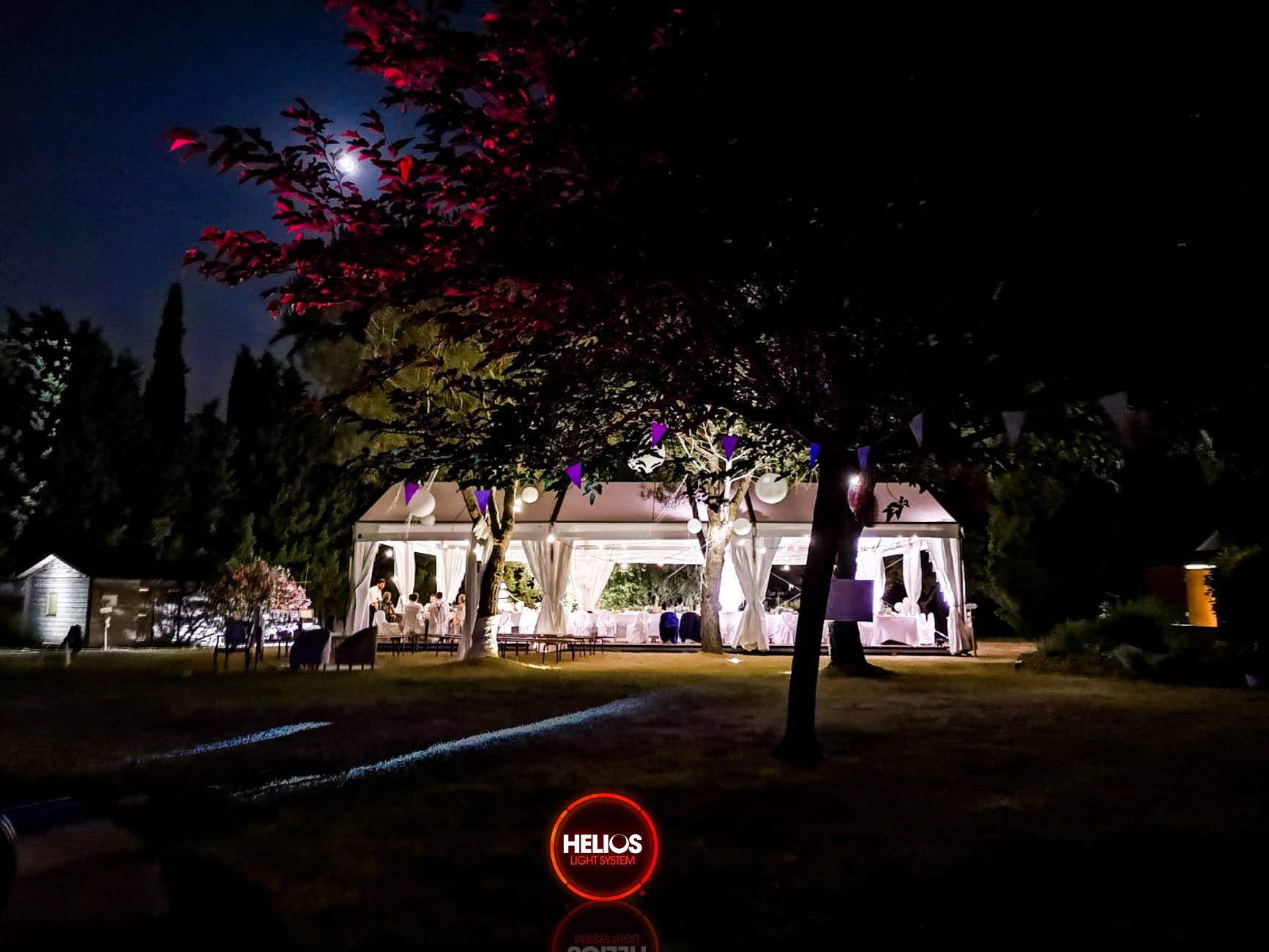 Mise en lumière d'un jardin en Haute Garonne avec Helios Events